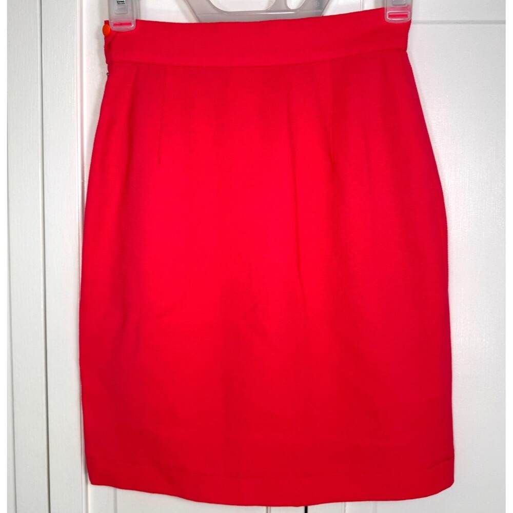 Thierry Mugler Hot Pink Pencil Skirt Womens 4 Vintage 90s French Couture Wool - Picture 10 of 10